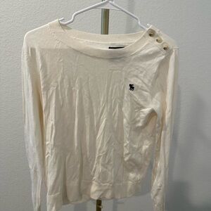Abercrombie & Fitch Cream Fitted Long Sleeve Top